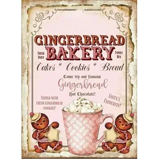 Bioprocess Dekor Shabby Chic Weihnachten Lebkuchen Rosa Weihnachten Hot Cocoa Lustig Vintage Look Blechschild Bar Cafe Vintage Metallschild Poster 20,3 x 30,5 cm