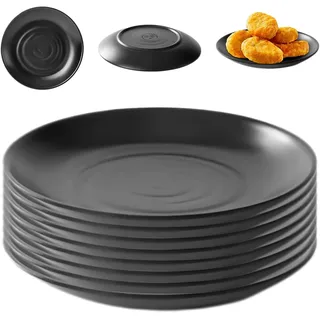 Stück Speiseteller Set Schwarz, 15×15×1,5 Cm Dessertteller, Matt Kuchenteller Frühstücksteller Steingut Geschirr Für Sushi Desserts Kuchen Brot Snack, Spülmaschinenfest, Stapelbar
