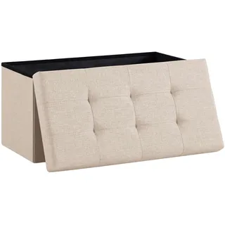 Zedelmaier Sitzbank mit Stauraum Polsterbank Sitzhocker Sitztruhe belastbar bis 300 kg 76 x 38 x 38 cm (Leinen - Beige)