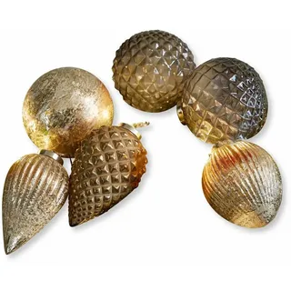 Loberon Weihnachtsschmuck 6er Set Layounne - antiksilber/grau