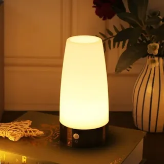 Tischlampe, Retro-led-nachtlicht, Nachttischlampe Mit Kabellosem Pir-bewegungssensor, Betrieb Mit 3 Aaa-batterien