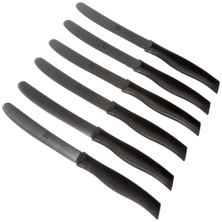ZWILLING Twin Grip Messer-Set, 6-teilig, Frühstücksmesser, Klingenlänge: 12 cm, Rostfreier Spezialstahl/Kunststoff-Griff, Schwarz