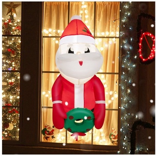 COSTWAY Weihnachtsmann, 100cm LED Weihnachtsdeko am Fenster, aufblasbar rot