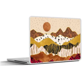 MuchoWow Laptop-Aufkleber Tiger Druck - Pastell - Gold - Druck - Tiger - Abstrakt, (1tlg), Selbstklebendes Laptop Folien Cover, Sticker, Kratzschutz, 36x27 cm bunt Ø 45.65 cm x 36.5 cm x 27.5 cm