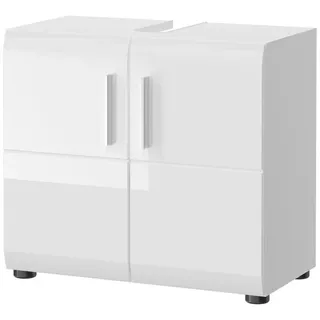 inn.furn Waschbeckenunterschrank weiß Hochglanz Waschtisch Unterschrank 60 cm - Weiß