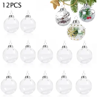 Weitere Weihnachtsdekorationen: Transparente Weihnachtskugeln, 12er-set Weihnachtskugeln, Selbstbefüllbare Kugeln, Durchsichtige Kunststoffkugeln, Weihnachtsdekorationen (6 Cm)