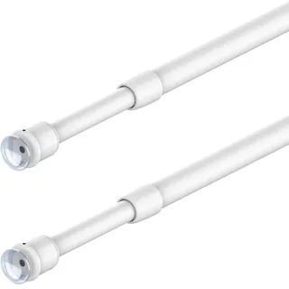 2 Stücks Bistrogardinenstangen Klemm Gardinenstange ohne Bohren Gardinenstange Klemmbar mit Saugnäpfen und Schrauben für Vorhänge,DIY, Bistro, kleines Fenster(80-120cm, Weiß)
