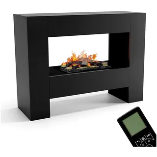 GLOW FIRE Elektrokamin Fallada Wasserdampf, Standkamin, Elektrischer Kamin, Wasserdampfkamin mit 3D Feuer und Knisterfunktion schwarz