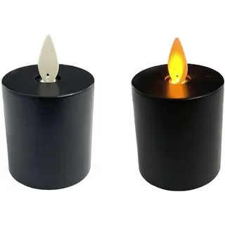 Coen Bakker Deco BV LED-Kerze Votive Candles (Set, 2-tlg), schwarz bewegliche Flamme Timer 4,5x8cm schwarz