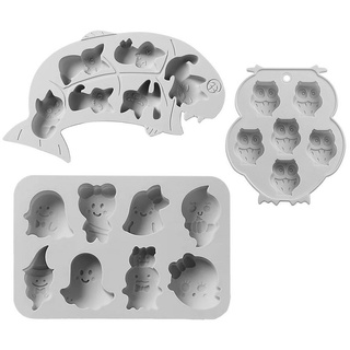 Metamorph Eiswürfelform Halloween Silikonformen Set Geister, Katzen, Eulen grau
