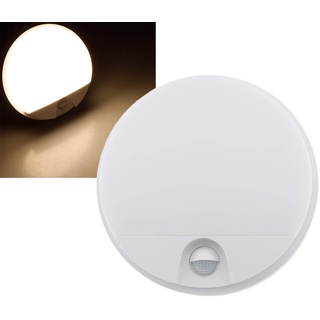ChiliTec LED Außenlampe mit Bewegungsmelder Reichweite 15W 1520Lumen - Sensor Reichweite 9m 140° - IP54 Wandlampe für Haus Garten - Rund Ø21x5cm Licht Warmweiß