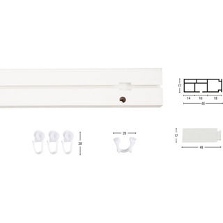 Gardinenschiene Kunststoffschiene CREDO, GARESA, 1-läufig, Wunschmaßlänge, mit Bohren, verschraubt, Deckenmontage, mit Kunststoffverbinder verlängerbar weiß 140 cm
