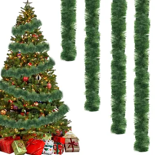 10 Meter Grüne Tannengirlande, Weihnachtsgirlande grün, Tannengirlande Weihnachtsgirlande Kunststoff, Girlande Weihnachten für Outdoor Indoor Weihnachtshochzeitsparty Kränze Dekoration