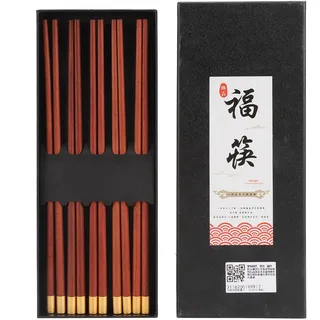 Set Mit 5 Paar Chinesischen Essstäbchen Aus Rotem Sandelholz – Handgefertigt Und Ein Sicheres Geschenk Für Familie Und Freunde