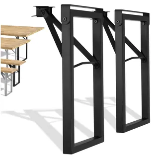 Natural Goods Berlin 2er Set Gartenbank Gestell klappbar (Schwarz, 43 cm x 23 cm) – Bankbeine im Kastenprofil für Bierbank aus Metall – Stabiles Outdoor Bankgestell für Garten, Terrasse & Camping