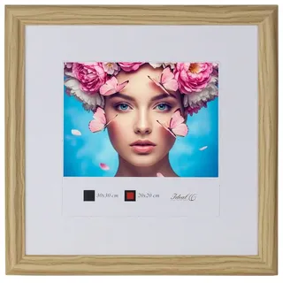 IDEAL TREND Bilderrahmen Holzrahmen mit Kunststoffglas Bilderrahmen MDF-Rahmen Collage Wandrahm, für 1 Bilder (1 St), Natürliche Holzmaserung sichtbar, leichte Farbabweichungen möglich beige quadratisch | 30 cm x 30 cm | 30x30