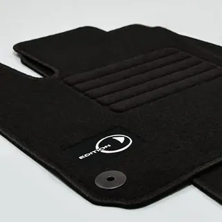 Mattenprofis Velours Fußmatten Logo passend für smart fortwo 453 | 4-teilig, Farbe Schwarz, Absatzschoner, rutschfester Rücken