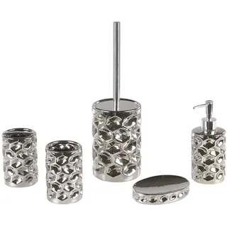 Beliani Badaccessoires Set Keramik Silber