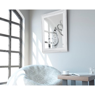 ASR Rahmendesign Wandspiegel Modell Fiona Vintage Stil (Natural White, modern), Größe außen: 67cm x 87cm x 5cm weiß