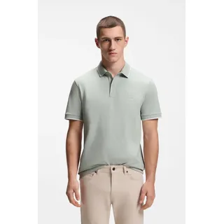 Poloshirt BOSS ORANGE "Passertip", Herren, Gr. 3XL, silber043, Piqué, Obermaterial: 95% Baumwolle, 5% Elasthan, unifarben, slim fit hüftbedeckend, V-Ausschnitt, eingesetzt Bündchen, Shirts, mit BOSS Logo-Badge