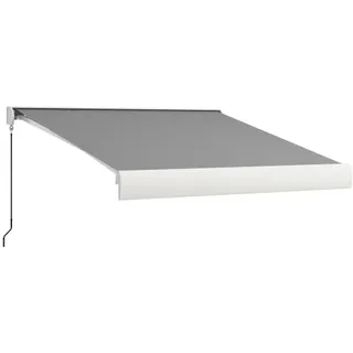 Gelenkarmmarkise 3m Elektrische Markise Mit Handkurbel & Fernbedienung, Balkonmarkise Sonnenschutz Aus Aluminium In Hellgrau  on-site