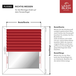 Lichtblick Plissee, Klemmfix, verspannt, 100x130 cm, brombeer - rot