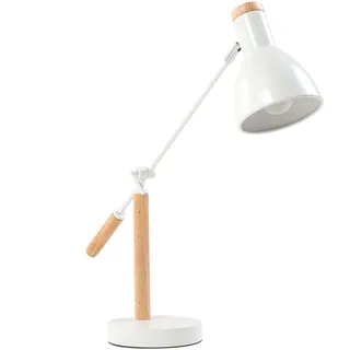Beliani Skandinavische Tischlampe Metall/Holz weiß Peckos