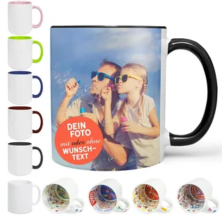 Sunnywall Fototasse Keramik Tasse Kaffeebecher Kaffeetasse selbst gestalten | Keramikbecher 330 ml spülmaschinengeeignet für Kaffee Tee Büro Alltag mit Motiv und Namen personalisierbar