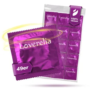 Loverelia 49 mm Kondome - 50 Stück | Slim Fit Kondome - kleines Kondom - schmale Passform - XS - Naturkautschuk Latex - Vegan