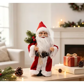 Weihnachtsmann OTTO HOME "Dekoration für Weihnachten, klassisch -traditionell oder skandi-grau", rot (rot, weiß), B:15cm H:25cm T:10cm, Kunststoff, Polyester, Vinyl, Dekofiguren, mit Sack und Geschenken, jeweils in 2 Größen: ca. 25 oder 45 cm hoch
