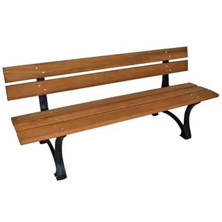 DEGAMO Gartenbank Parkbank Luzern 180cm Länge 4-sitzer, Gestell Gusseisen schwarz, Belattung Eukalyptus Holz braun geölt, Outdoor