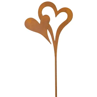 B2S BACK2SEASON Metall Stecker Herz Swing mit Rost-Finish Blumenstecker Beetstecker Gartenstecker Rostdeko H80cm