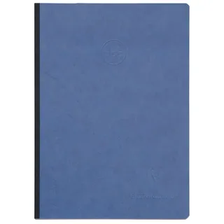 Clairefontaine 795434C Notizbuch, genäht, Rückseite aus Leinen, Blau – A5, 14,8 x 21 cm, 192 Seiten, DOT, helles Papier, 90 g, glänzend, Ledermaserung – Kollektion Age Bag