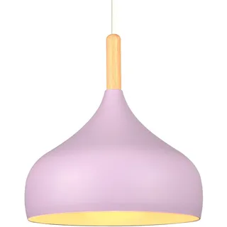 iDEGU Hängelampe Retro 24cm Hängeleuchte Moderne Skandinavisch E27 Deckenleuchte aus Metall Holz Pendelleuchte für Schlafzimmer Esszimmer Küche Wohnzimmer (Lila,1 Stück)
