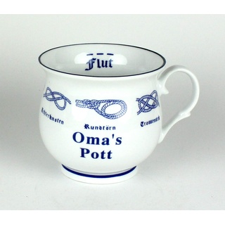 Buddel-Bini Oma's Pott mit Seemannsknoten bauchig Kaffeebecher Kaffeetasse Kaffee