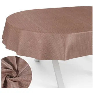 ANRO Tischdecke abwaschbar Oval 200 x 140 cm Braun