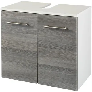 WELLTIME Waschbeckenunterschrank WELLTIME "Trento, verschiedene Ausführungen und Farben", silber (eiche rauchsilber), B:60cm H:54cm T:35cm, Holzwerkstoff, MDF, Schränke, Waschbeckenunterschrank, Badmöbel, Breite 60cm, Badezimmerschrank Beckenunterschrank WBU