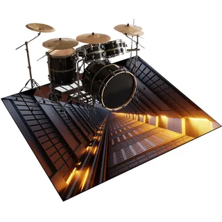 Qesjodfu 230 x 180 cm Schlagzeug Teppich E Drum mit Schallschutz, Schlagzeugteppich Schallschutz rutschfeste Teppich Schalldämmend Antivibrationsmatte Drum Teppich Trommelmatten-Teppich Drumteppich