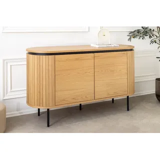 riess-ambiente Sideboard ATELIER 120cm natur / schwarz – Eichen-Optik, Metall, modern (Einzelartikel, 1 St), kompakte Kommode mit vier geschlossenen Fächern – ideal für Wohnzimmer braun 120 cm x 76 cm x 40 cm