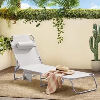 SoBuy Sonnenliege 195 x 63 x 58 cm Beige
