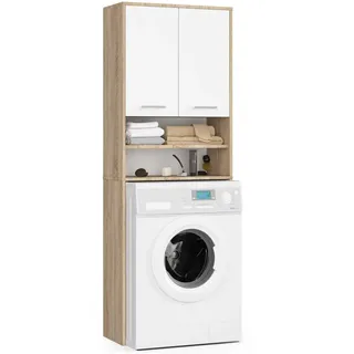 akord furniture factory AKORD fin Sonoma-Eiche Front Weiß B64 x H180 x T30 cm, | Hellbraun, Weiß