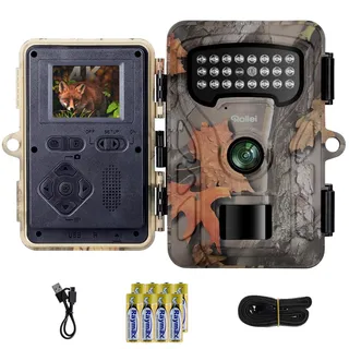 Rollei Wildkamera HD-30, 48MP 4K Wildtierkamera mit Nachtsicht Infrarot Jagdkamera mit Akku & 2'' IPS-Display 0,4s Auslösezeit IP54 Überwachungskamera mit Passwort Schutz für Jagd Wald