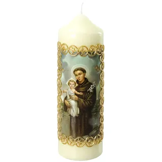 Holyart Altar- und Osterkerzen, Dauerkerzen: Kerze Antonius von Padua mit Jesuskind, 165x50 mm