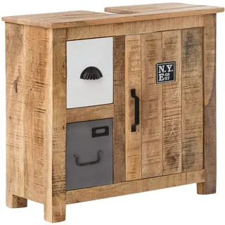 Woodkings® Waschbeckenunterschrank Pune Echtholz Mango Waschtischunterschrank massiv Badmöbel Badezimmer Badezimmerschrank Badschrank Bad Unterschrank Massivholz
