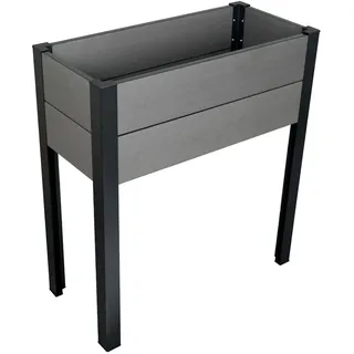 WPC Balkonhochbeet mit Alu-Pfosten Grau-Schwarz 88 cm x 80 cm x 35 cm
