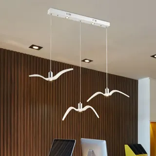 LED Pendelleuchte Kreativ Vogel-Möwe Esszimmer Lampe Warmweißes Licht Kronleuchter Rechteckig Weiß Harz Schirm Dekoration Hängelampe Modern Wohnzimmer Restaurant Büro Deckenstrahler Verstellbar, D60cm