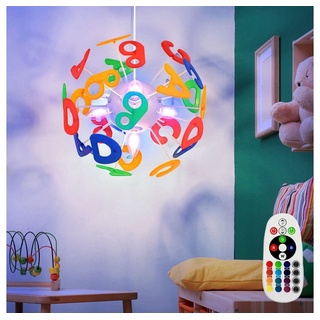 Globo LED Pendelleuchte, Leuchtmittel inklusive, Warmweiß, Farbwechsel, RGB LED Pendelleuchte Kinderzimmer Hängelampe Buchstaben bunt