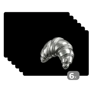 MuchoWow Platzset Croissant - Metall - Silber, (6-St), Platzsets, Tischset, Abwaschbar, Tischsets, Platzdeckchen