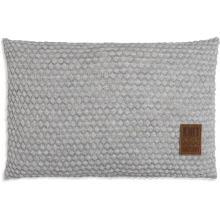 KNIT FACTORY - Juul Kissen - Zierkissen mit Füllung und Bezug - Rechteckige Dekokissen - Sofakissen aus 30% Wolle und 70% Polyacryl - Grau/Beige - 60x40 cm