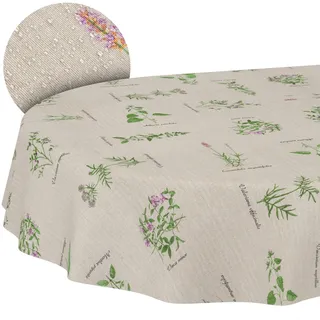 ANRO Tischdecke aus Stoff Textil abwaschbar Tischwäsche Tischtuch Baumwolle Polyester Aromatic Bio Oval 180x140cm In-/Outdoor Tischdecke